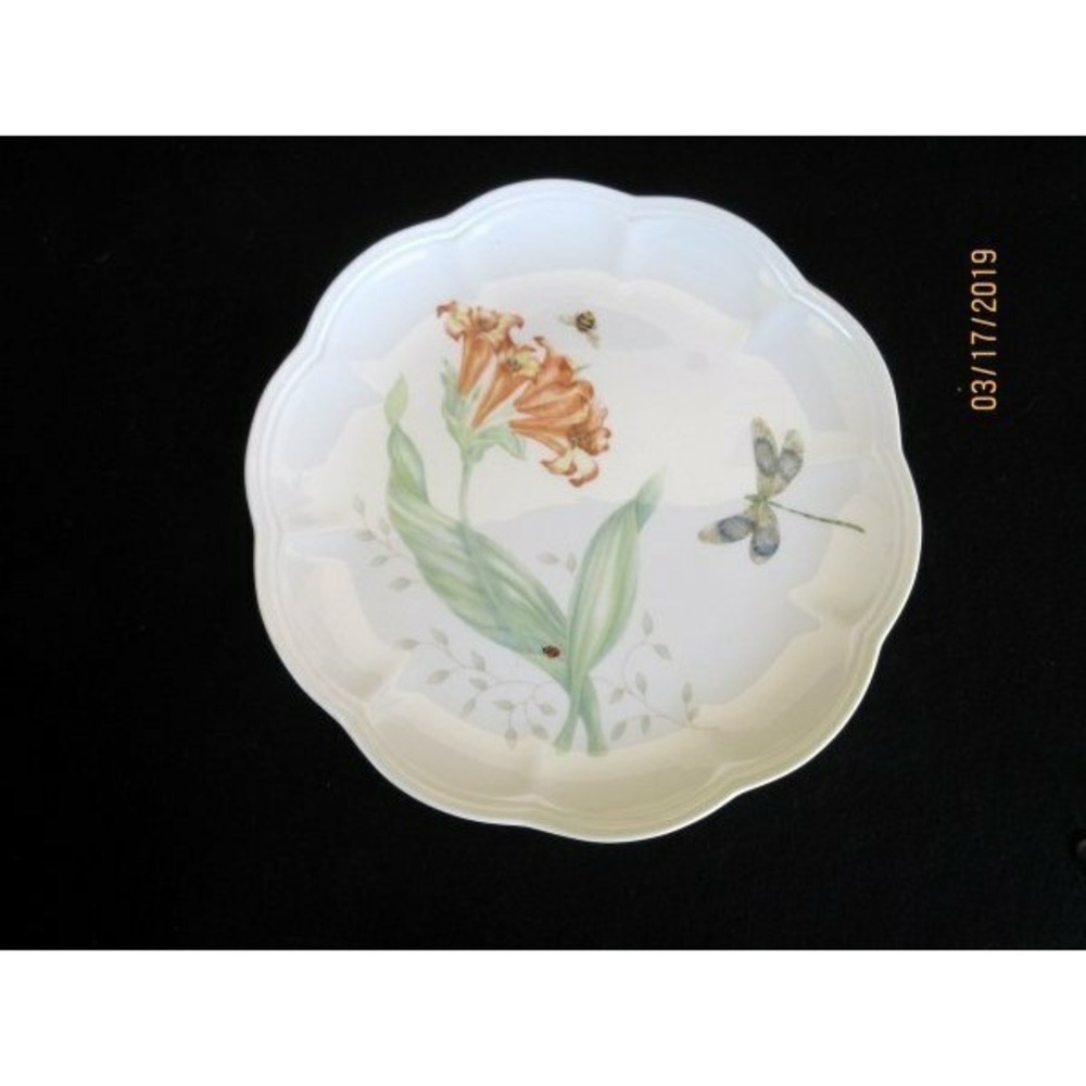 Lenox Butterfly‎ Meadow Luncheon Plate Dragonfly Scalloped Floral Butterflies
